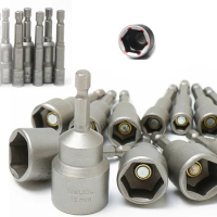 1/4" Power Impact Drill Bits CRV Hex Nut Driver Socket Magnetic Wrench 65/100mm Long 1/4 3/8 5/16 1/2 7/16 inch Screwdrive Tools