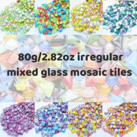 80g/2.82oz DIY Mosaic Tiles Glittering Artificial Crystal Glass Irregular Shape Art Craft Materials Bright Gem Mosaic Stones