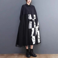 LC888 Premium Oversized Dress Korea Fashion Terbaru Hitam