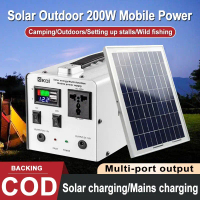 200W 220V Outdoor Portable Power Station 78800mAh Solar Panel System Generator Powerbank Camping Bat