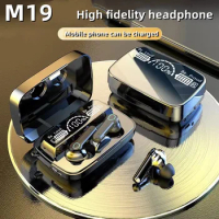 New M19 TWS Bluetooth Headphones 5.3 9D High Fidelity Wireless Headphones Touch IPX7 Waterproof Digital Display Headphones