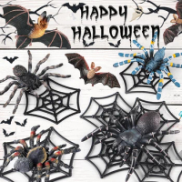Oenux Insect Animals Model Spider Web Scorpion Bat Action Figures Figurine Miniature Cute Educational Kid Toy Halloween Gift
