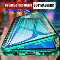 Double Side Metal Magnetic Glass Case For Xiaomi Redmi Note 9s 8 7 Pro Phone Cover For Xiaomi Redmi 8 K20 K30 Mi 10 9T Flip Case