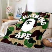 3D bathing-ape printed blanket fashion bed sheet portable outdoor travel Children's thin sleeping blanket bedroom blanket gift