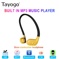Tayogo Bluetooth Swimming Bone Conduction Headphone with FM Radio IPX8 Waterproof MP3 Player