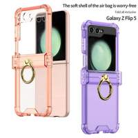 Silicone Ring Holder Clear Case for Samsung Galaxy Z Flip 5 5G Flip5 Hinge All Inclusive Protection Anti-Scratch Fashion Cover