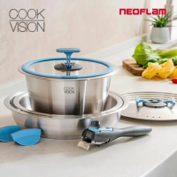 韓國NEOFLAM Cookvision SUS304不鏽鋼鍋具8件組/Nesto