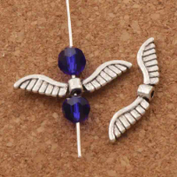 Angel Wing Charm Beads 26x7mm 200pcs Zinc Alloy Spacers Jewelry Findings L076