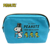 【日本正版】史努比 帆布 寬口 化妝包 收納包 Snoopy PEANUTS - 080963