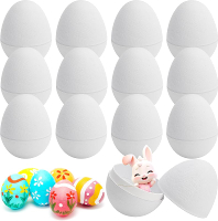 Watayo 12 Pcs DIY Paper Mache Easter Eggs 3 Inch Blank Paper Mache DIY Craft Eggs White Easter Filla