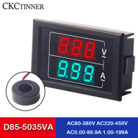 D85-5035VA Digital Voltmeter Ammeter LED Dual Digital Volt Meter Gauge AC80-380/220-450V AC0.00-99.9A 1.00-199A Current Meter
