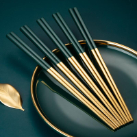 304不銹鋼筷子家用防滑防滑耐高溫北歐輕奢ins風精品高端金屬筷子