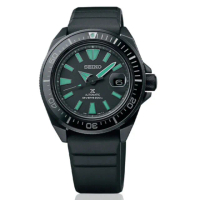 【SEIKO 精工】PROSPEX 亮綠時標200米機械腕錶-黑 矽膠帶43.8mm_SK028(SRPH97K1/4R35-05N0C)