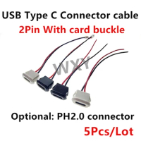 2Pin 2P USB Type C Connector Jack Female With card buckle 3A High Current Charging Jack Port USB-C Charger Plug Socket