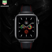 AKGLEADER Genuine Leather band strap for apple watch 6 7 41mm 45msmart watch iwatch 2 3 4 5 42mm watchbands steel buckle strap