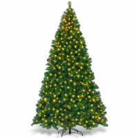 Pre-Lit Artificial Christmas Tree 6ft with 300 Clear Incandescent Mini Lights, Indoor Outdoor Green