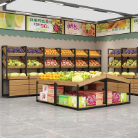 【限時優惠】超市水果貨架展示架多功能水果架子貨架蔬菜架子鋼木架水果店中島
