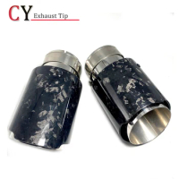 1PCS Car Exhaust Pipe Straight Flange Glossy Forged Carbon Fiber Tail End Tip Stainless Steel Muffler Pipe For Akrapovic