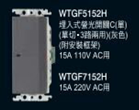 【國際Panasonic】GLATIMA系列  WTGF5152H 螢光單開關/灰色