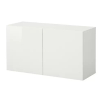 BESTÅ 上牆式收納櫃組合, 白色/selsviken 高亮面, 120x42x64 公分