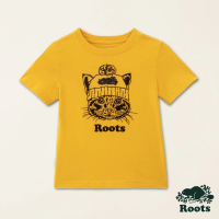 【Roots】Roots小童-動物派對系列 毛帽貓咪純棉短袖T恤(金黃色)