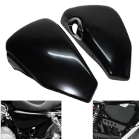 Black Left &amp; Right Motorcycle Fairing Battery Side Fairing Cover Metal Cover For 2004-2013 Harley Sportster XL 1200 883 48 72