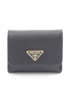 Prada Pre-Loved Prada Saffiano Triangle trifold wallet Saffiano leather black