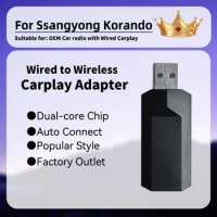Smart AI Box Car OEM Wired Car Play To Wireless Carplay Plug and Play New Apple Carplay Adapter for Ssangyong Korando USB Dongle