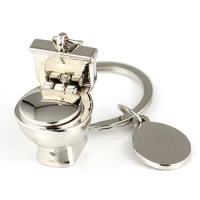 Close Stool Toilet Model Keychain Creative Funny Like Real One Accessories Key Chain Ring Keyring Keyfob Key Holder