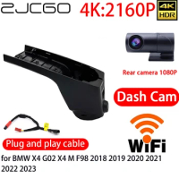 ZJCGO 4K Car DVR Dash Cam Wifi Front Rear Camera 24h Monitor for BMW X4 G02 X4 M F98 2018 2019 2020 2021 2022 2023