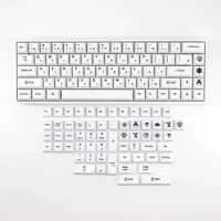 129 Keys Black and White Keycaps Japanese Keycap Cherry Profile PBT Mechanical Keyboard Keycap For MX Switches GK61/64/68/87/108