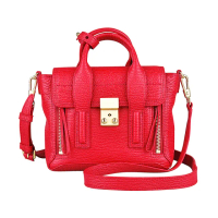 【3.1 Phillip Lim】3.1 Phillip Lim Pashli金扣式小牛皮手提/斜背包(紅)