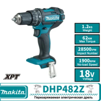 Makita 100% Original DHP482Z 18V Impact Impact Driver Drill 62Nm Cordless Electric Impact Drill DHP482 No Battery 2Speed Control