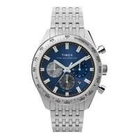 Jam Tangan Pria Timex Waterbury TW2Y18500 Traditional Chronograph Blue Dial Stainless Steel Strap Mu