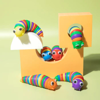 2022 Hot 3d Colorful Creative Twist Slug Toys Relieves Fun Decompression Snails Finger Slug Toy Curls Up Fidget Sensory Toys