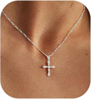 Cross necklace for women double cross necklace 14K gold plated cross pendant necklace dainty gold cr