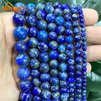 Natural Lapis Lazuli Beads Non Staining Round Loose Beads for Jewelry Making 4/6/8/10/12mm DIY Bracelet Necklace 15'' Strand