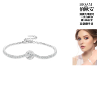 【BIOAM 佰歐安】一克拉莫桑鑽手鍊/滿鑽光環銀河純銀鍍18K白金(雙11/過爐款/莫桑鑽手鍊/手環/不過敏)