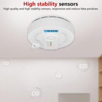 Digital Warning Alarm Sensor with LED Indicator Battery Powered CO Gas Monitor Alarm Detector Portable CO Detector Home Use