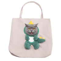 【貓的生活工坊】貓咪外出包手提側背包(萌趣帆布包灰色款)