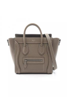 CELINE Pre-Loved Celine luggage nano shopper Handbag leather Gray brown 2WAY