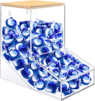 JYPS Laundry Pods Container Acrylic Dishwasher Pods Holder w/ 2 Lids Dispenser For Powder Dryer Ball