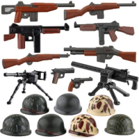 USA WW2 Solider Figures Weapons Guns Helemet Military Building Blocks Toys Gifts Mini Bricks Rifle Submachine Sniper Guns Pistol