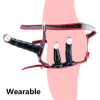Wearable Strapon Realistic Dildo Panties Suction Cup Leather Harness Belt Strap On Dildo Sex Toys For Woman Lesbian Adult Games
