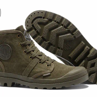 PALLADIUM Pampa Hi 52352 Army green Sneakers Comfortable High Quality Ankle Boots New Colors Lace Up Canvas Men Shoes Size 40-45