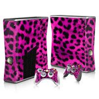Pink Leopard Whole Body Protective Vinyl Skin Decal Cover for Xbox 360 Slim Console controller Skins Wrap Sticker