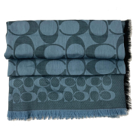 COACH 經典C LOGO棉混莫代爾絲巾方巾圍巾(琉璃藍)