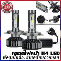 [สินค้าคงคลังเพียงพอ]หลอดไฟ H4 2PCS 20000LM พัดลมในตัว+ขับเคลื่อนภายนอก ไฟหน้าLEDไฟหน้ารถยนต์H4 6000