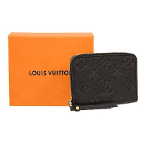 Louis Vuitton LV 路易威登 M60574 皮革壓花拉鍊卡夾零錢包(黑色)