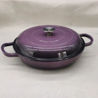 Colorful Enamel Cast Iron Seafood Casserole, Stew Pot, Cookware, 3-5People Use, 30cm